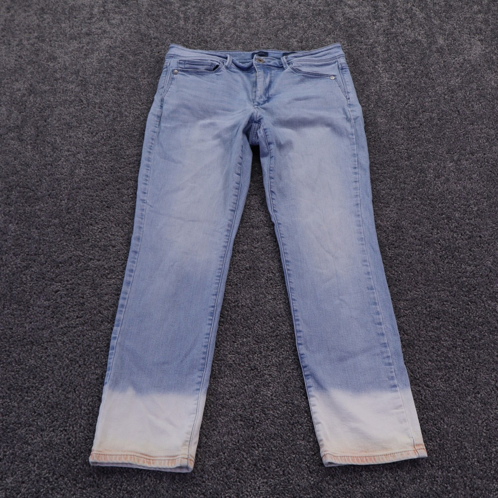 J Jill Authentic Fit Jeans Womens 6 Blue Slim Ankle Dip Dye Ombre Stretch Denim